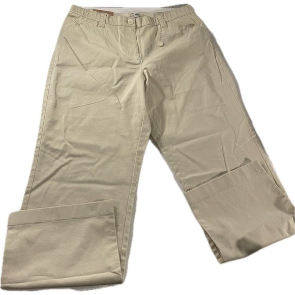 NEW WOMENS KHAKI PANTS LL BEAN SZ 18 Medium Tall classic fit - Picture 2 of 7